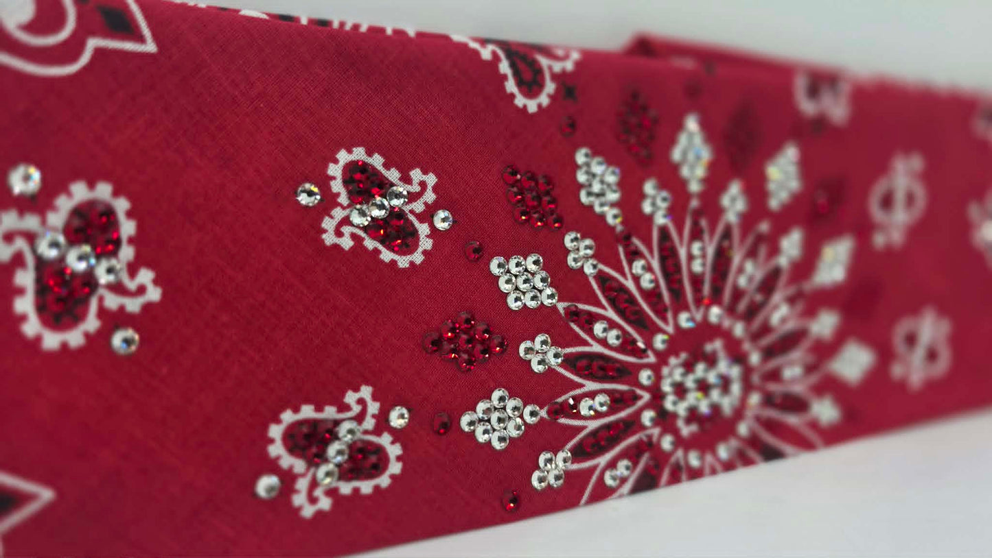 LeeAnnette Red Paisley Bandana with Red and Diamond Clear Austrian Crystals (L40265)