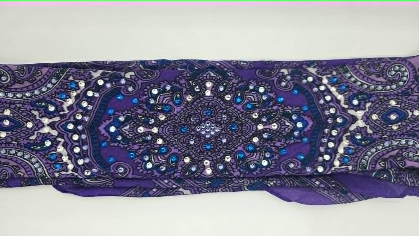 Purple Scarf with Capri Blue, Tanzanite and Diamond Clear Austrian Crystals (LS30004)