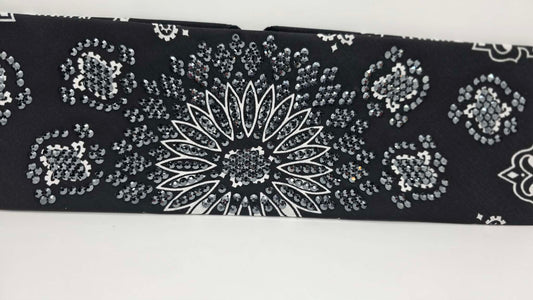 Super LeeAnnette Black Paisley Bandana with Black Austrian Crystals (S48188)