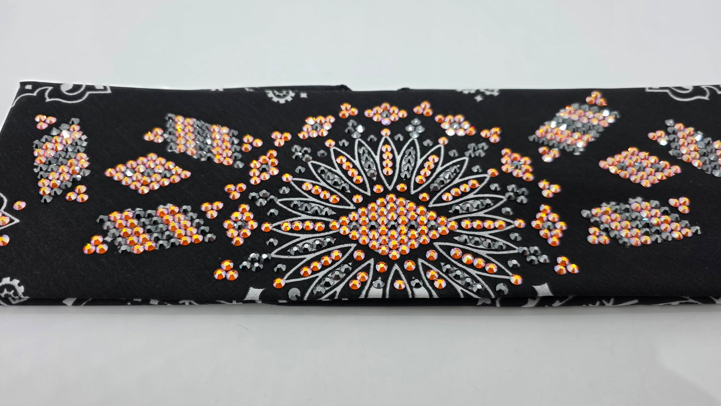 Super LeeAnnette Black Paisley Bandana with Sun Shimmer and Black Austrian Crystals (S48117)