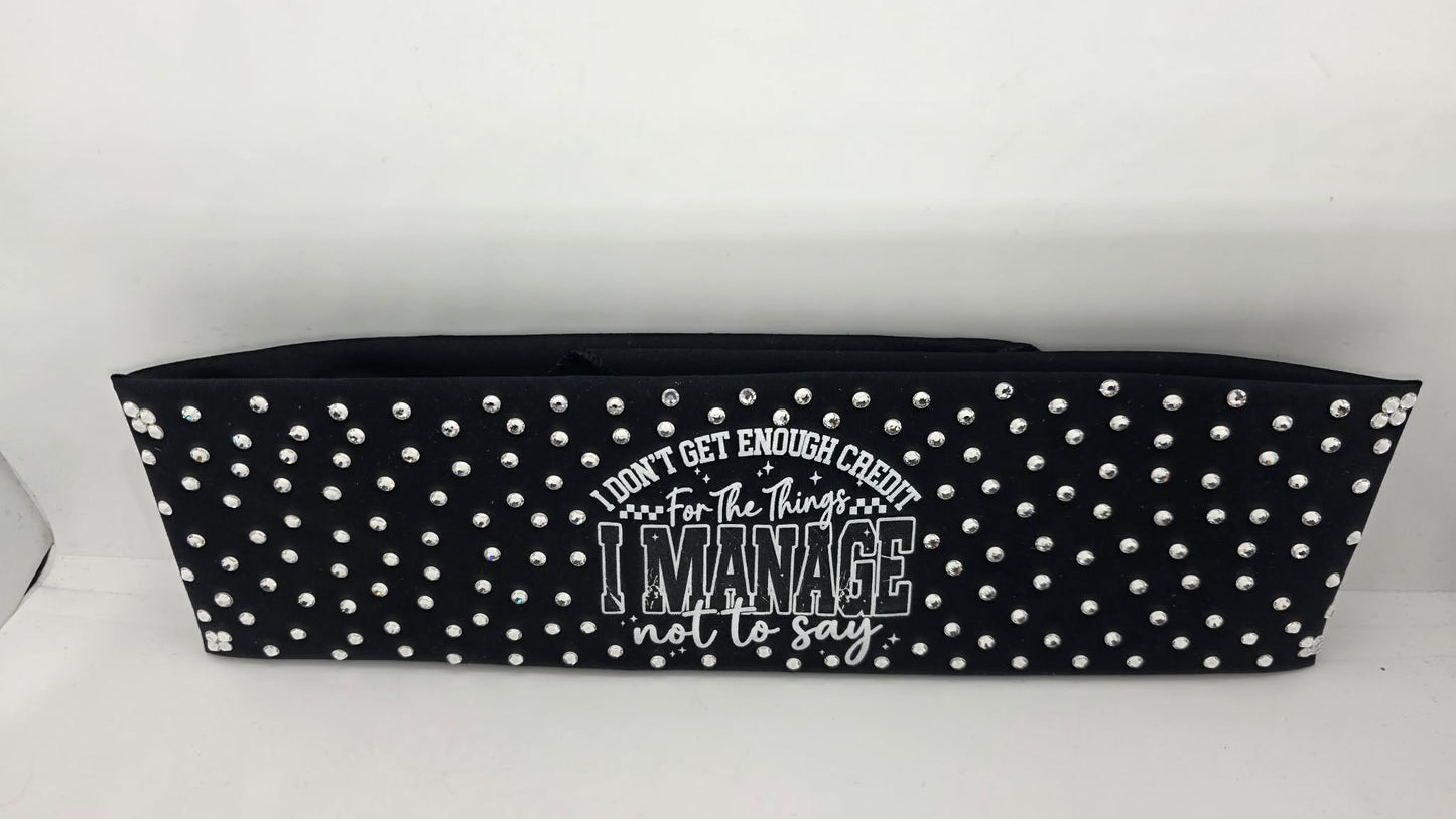 Black Bandana - Things I manage not to Say with Diamond Clear Austrian Crystals (E60162)