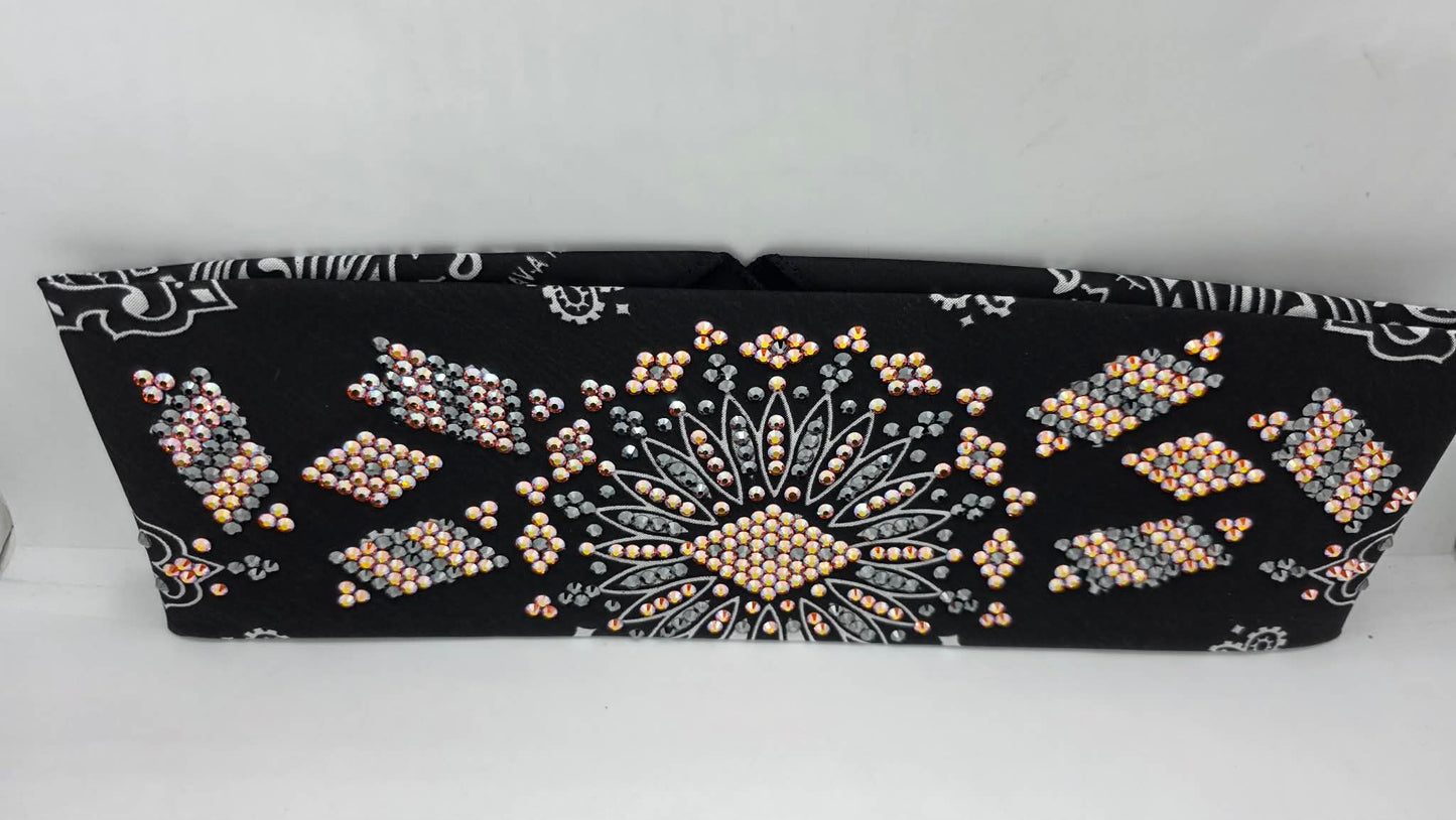 Super LeeAnnette Black Paisley Bandana with Lava and Black Austrian Crystals (S40155)