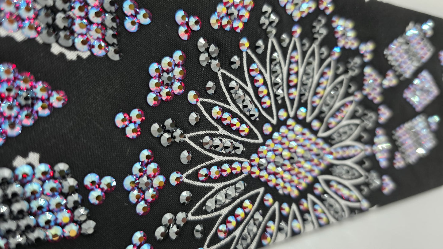 Super LeeAnnette Black Paisley Bandana with Red Shimmer and Black Austrian Crystals (S480100)