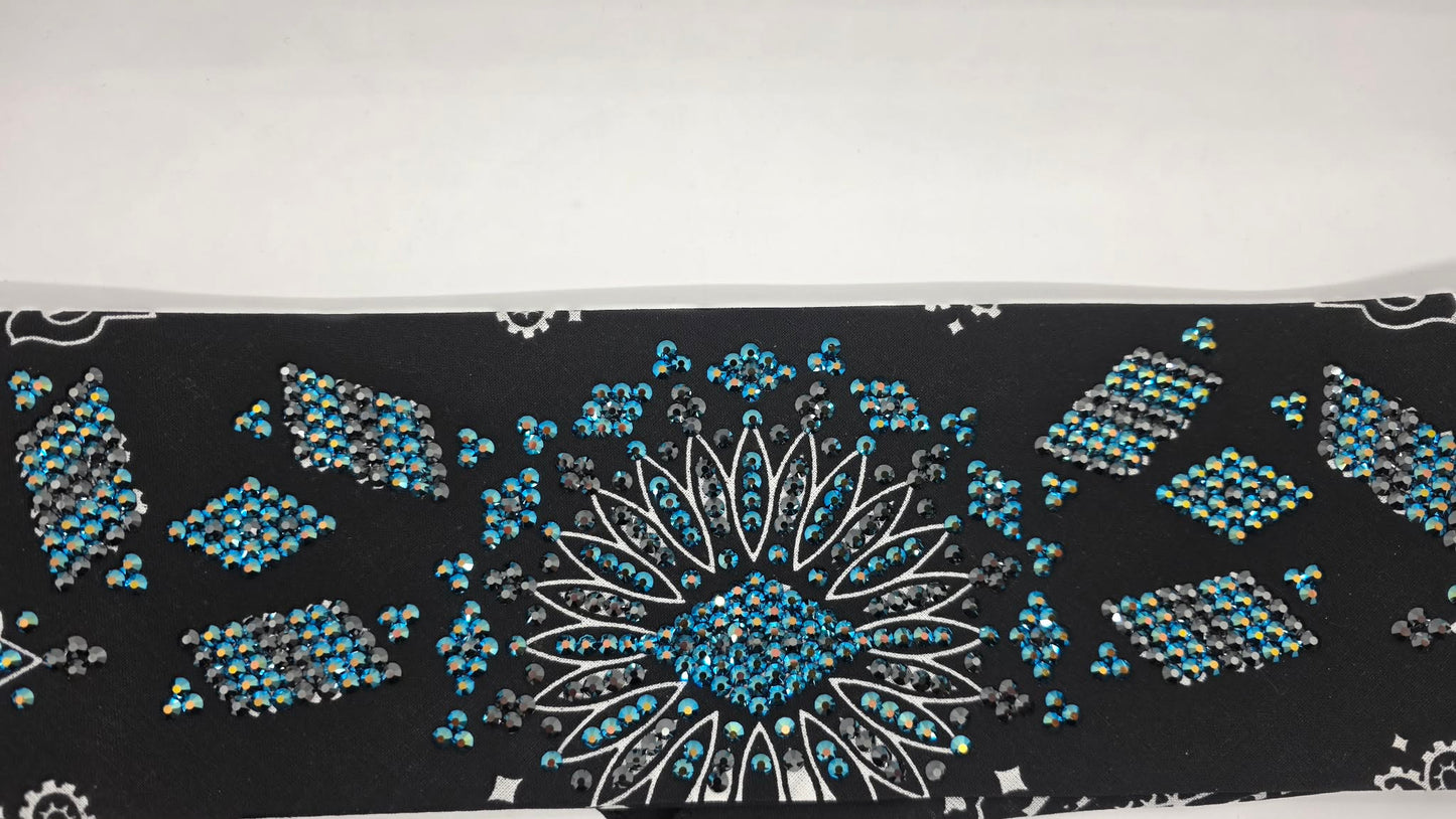 Super LeeAnnette Black Paisley Bandana with Jet Shimmer and Black Austrian Crystals (S48126)