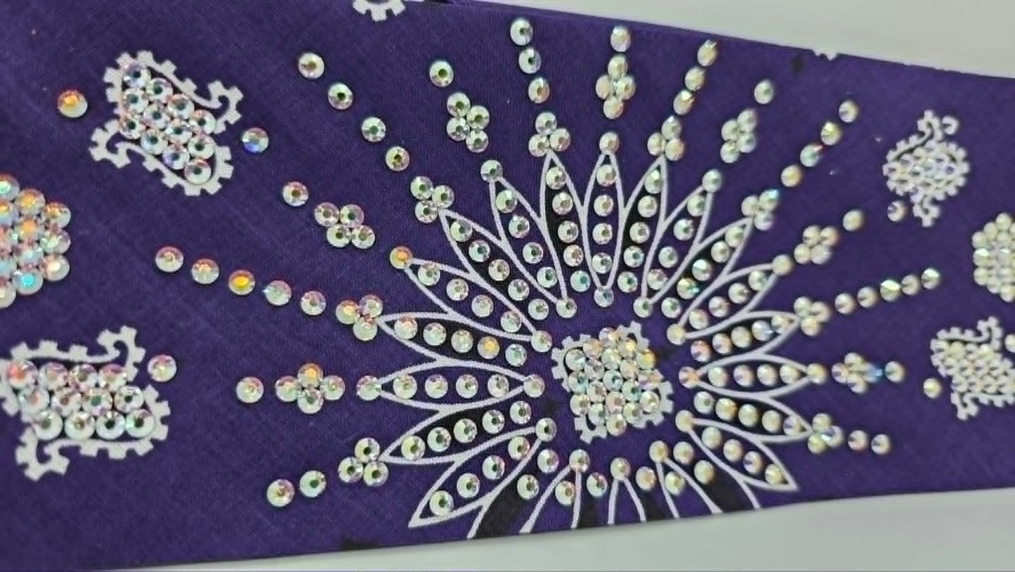 LeeAnnette Purple Paisley Bandana with Aurora Borealis Austrian Crystals (L40235)