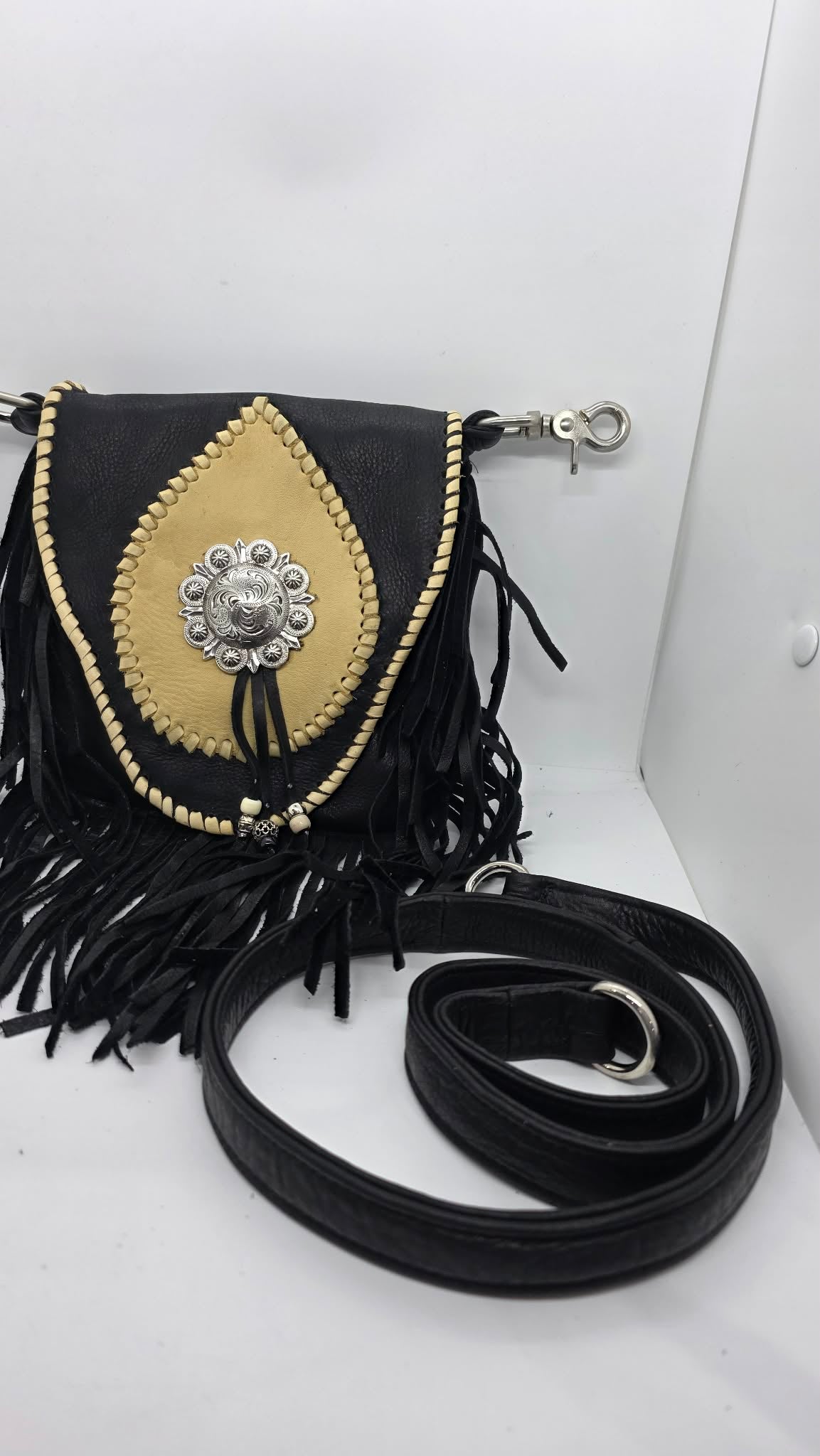 Black and Cream Buck Skin Purse
