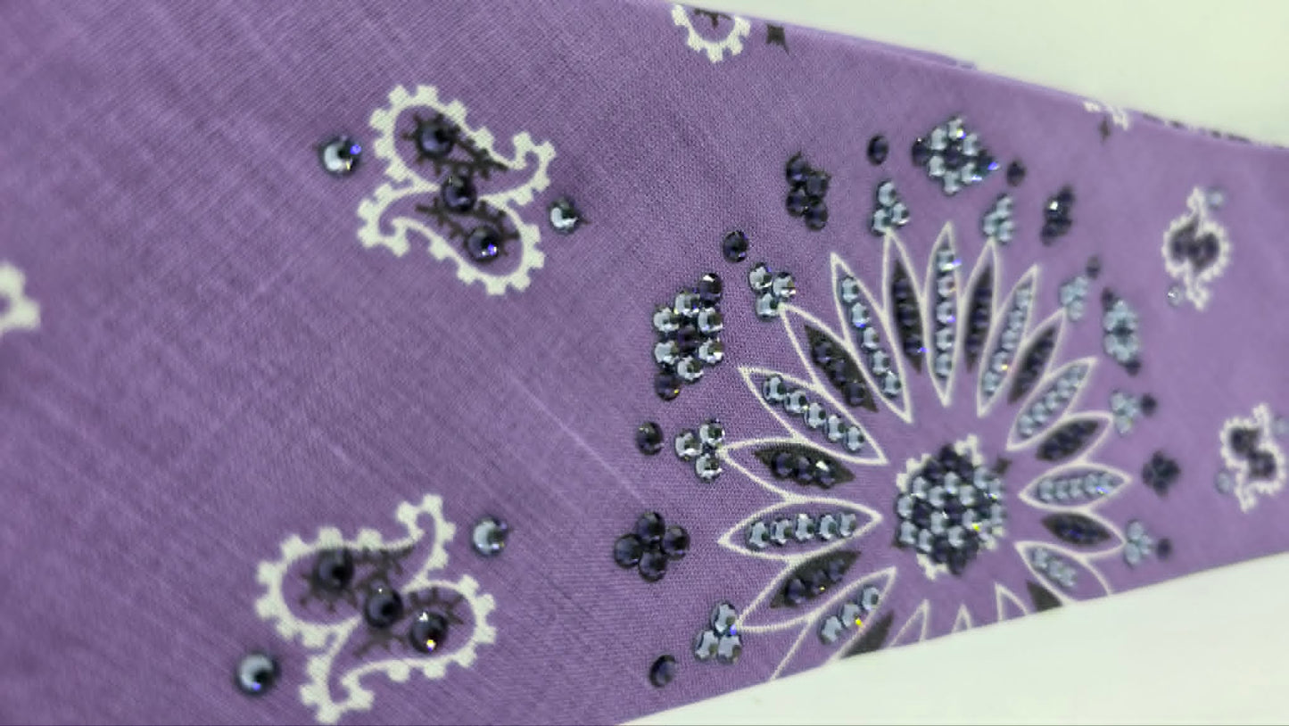 Lavender Paisley Bandana with Purple Velvet and Lavender Austrian Crystals (E60154)