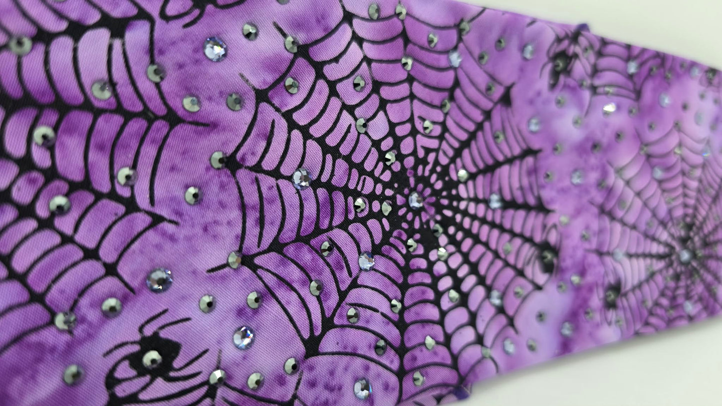 Purple Spider Webs Bandana with Light Purple and Black Austrian Crystals (E60123)
