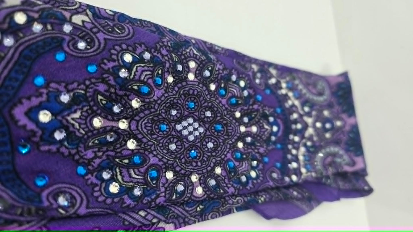 Purple Scarf with Capri Blue, Tanzanite and Diamond Clear Austrian Crystals (LS30004)