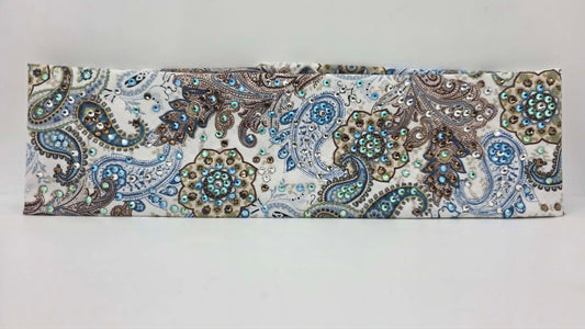 LeeAnnette Blue Flowers Bandana with Peridot Shimmer, Blue Shimmer, Brown and Diamond Clear Austrian Crystals (L40264)