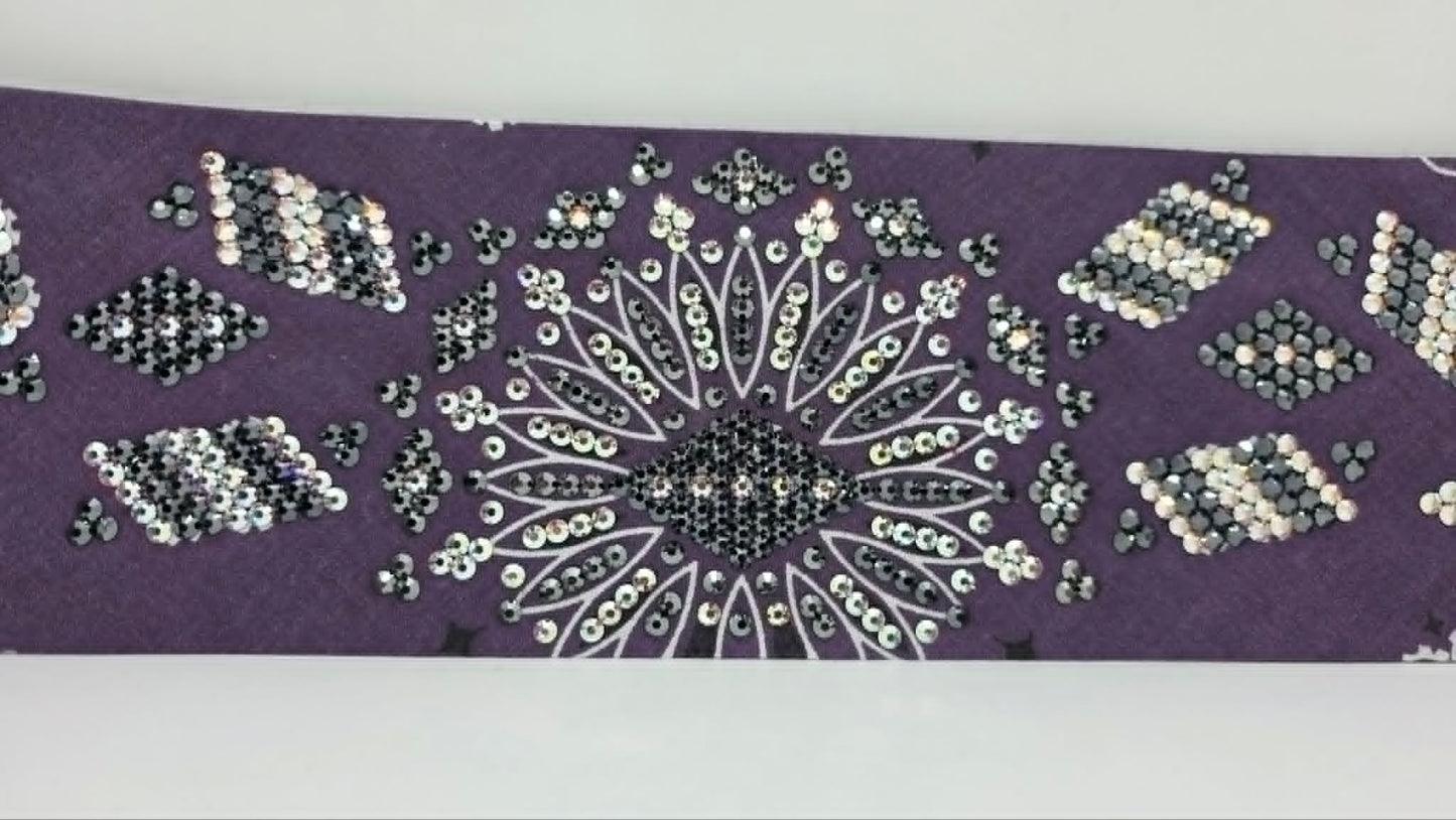 Super LeeAnnette Plum Paisley Bandana with Black and Aurora Borealis Austrian Crystals (S48163)