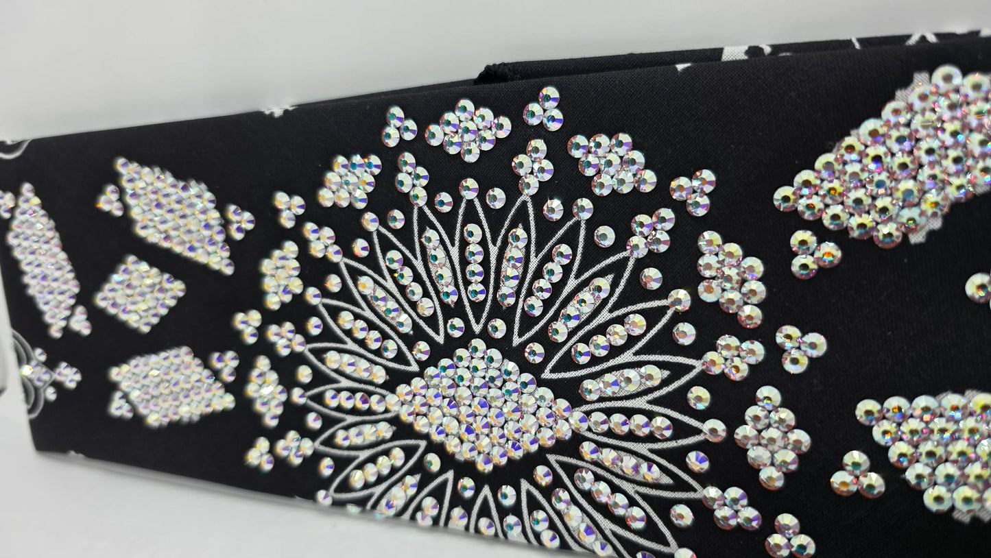 Super LeeAnnette Black Paisley Bandana with Aurora Borealis Austrian Crystals (S48106)