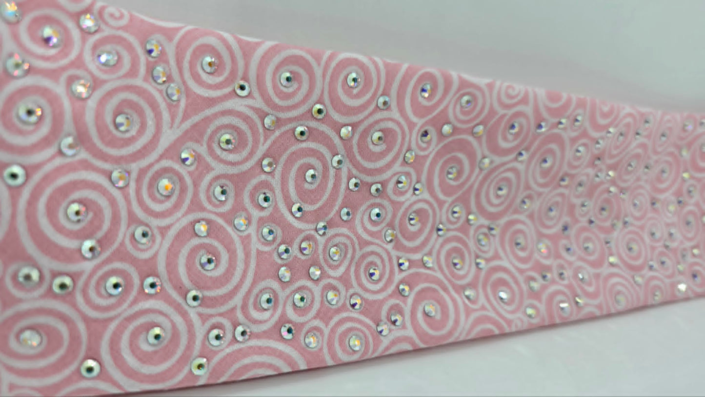 Baby Pink Scroll Bandana with Aurora Borealis Austrian Crystals (E60133)
