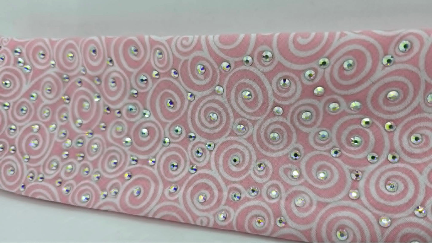 Baby Pink Scroll Bandana with Aurora Borealis Austrian Crystals (E60133)