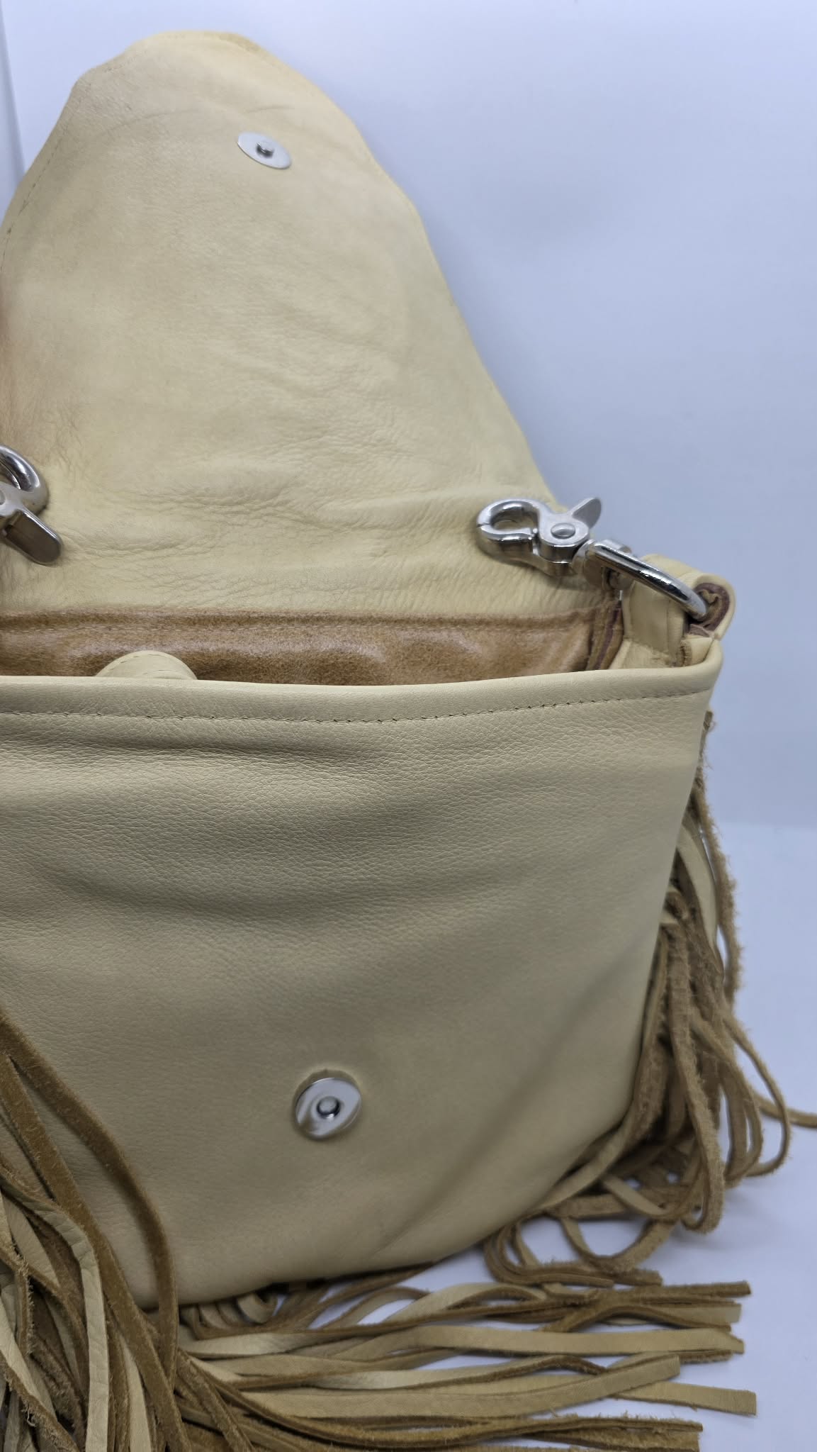 Cream Buck Skin with Blue Stones Purse