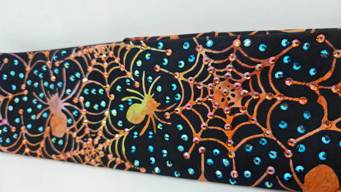 LeeAnnette Spider and Web Bandana with Jet Shimmer and Lava Austrian Crystals (L40217)