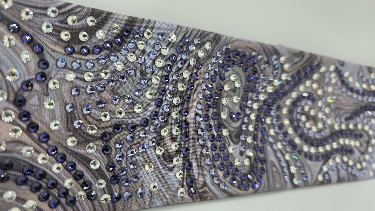 Super LeeAnnette Purple Marble Bandana with Dark Purple, Light Purple and Clear Austrian Crystals (S48132)