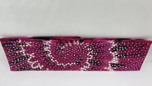 Super LeeAnnette Pink Tie Dye Bandana with Fuchsia, Black and Aurora Borealis Austrian Crystals (sku40096