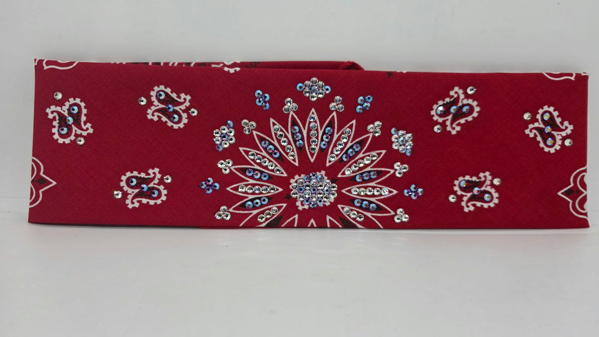 Red Paisley with Red Shimmer and Diamond Clear Austrian Crystals (E60180)