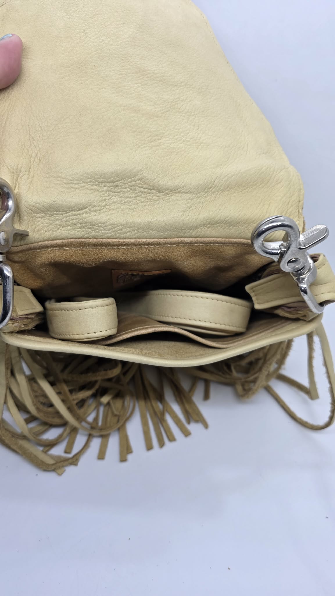 Cream Buck Skin with Blue Stones Purse