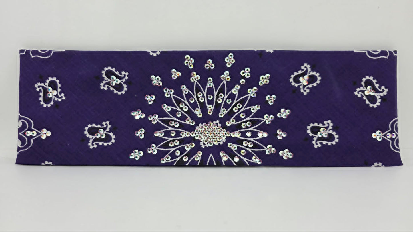 Purple Paisley Bandana with Aurora Borealis Austrian Crystals (E60134)