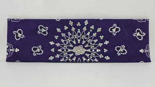 Purple Paisley Bandana with Aurora Borealis Austrian Crystals (E60134)