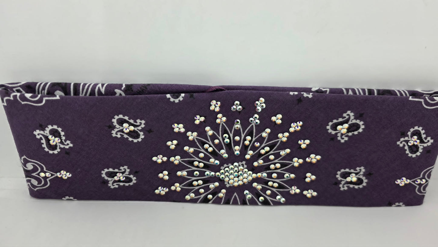 Plum Paisley Bandana with Aurora Borealis Austrian Crystals (E60135)