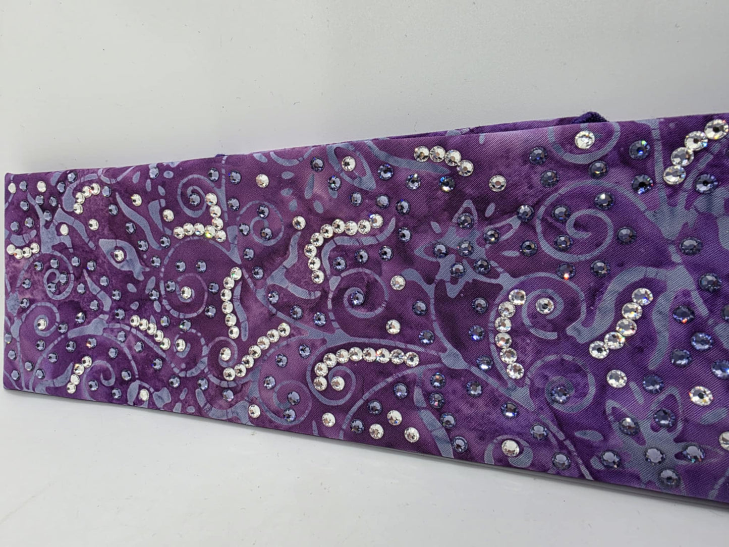 LeeAnnette Purple Batik Bandana with Lavender and Diamond Clear Austrian Crystals (sku40018