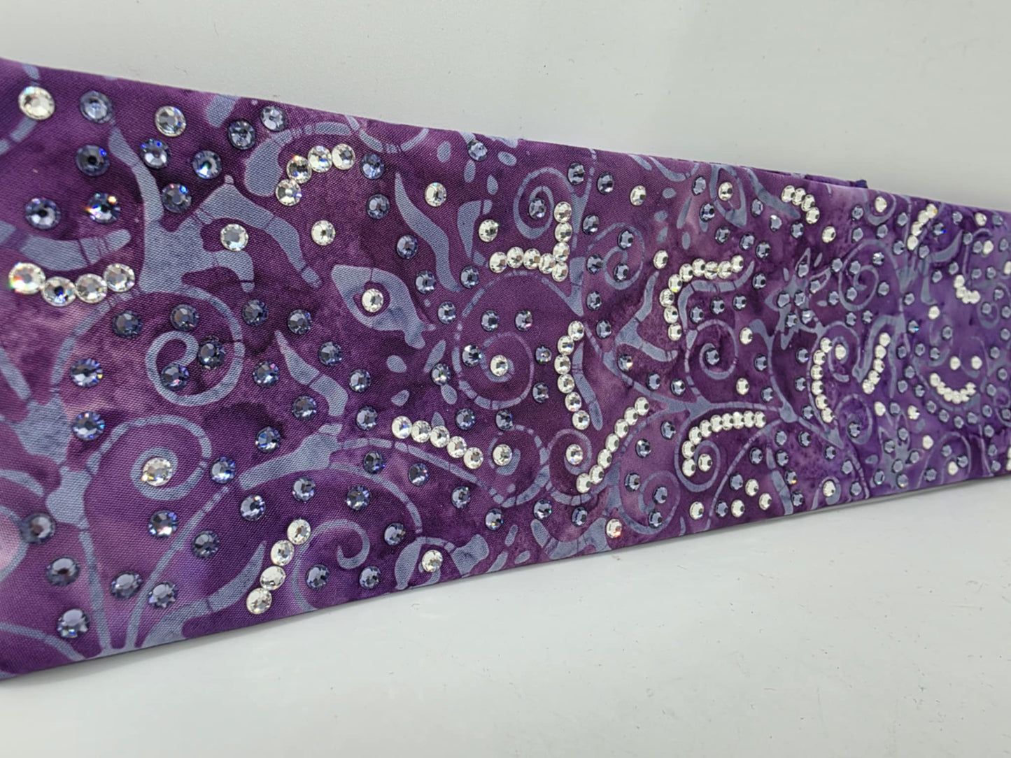 LeeAnnette Purple Batik Bandana with Lavender and Diamond Clear Austrian Crystals (sku40018