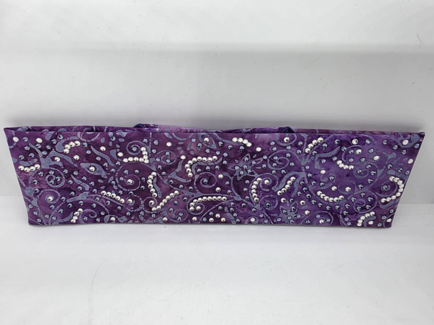 LeeAnnette Purple Batik Bandana with Lavender and Diamond Clear Austrian Crystals (sku40018