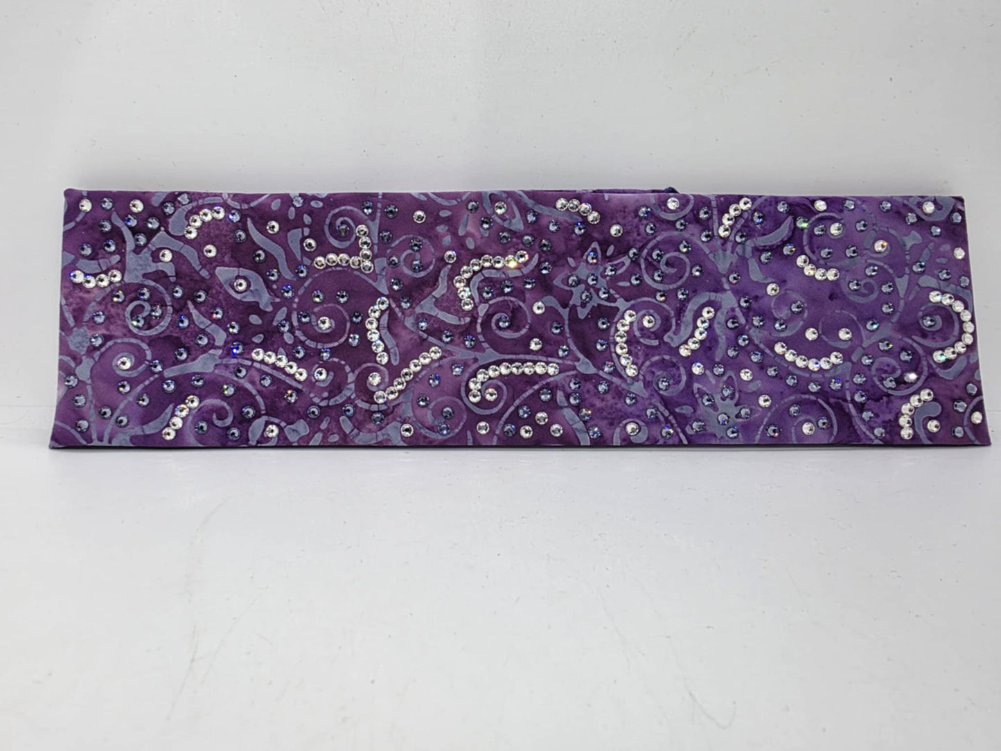 LeeAnnette Purple Batik Bandana with Lavender and Diamond Clear Austrian Crystals (sku40018