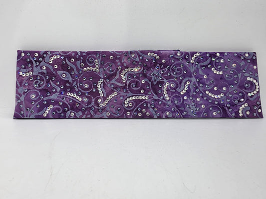 LeeAnnette Purple Batik Bandana with Lavender and Diamond Clear Austrian Crystals (sku40018