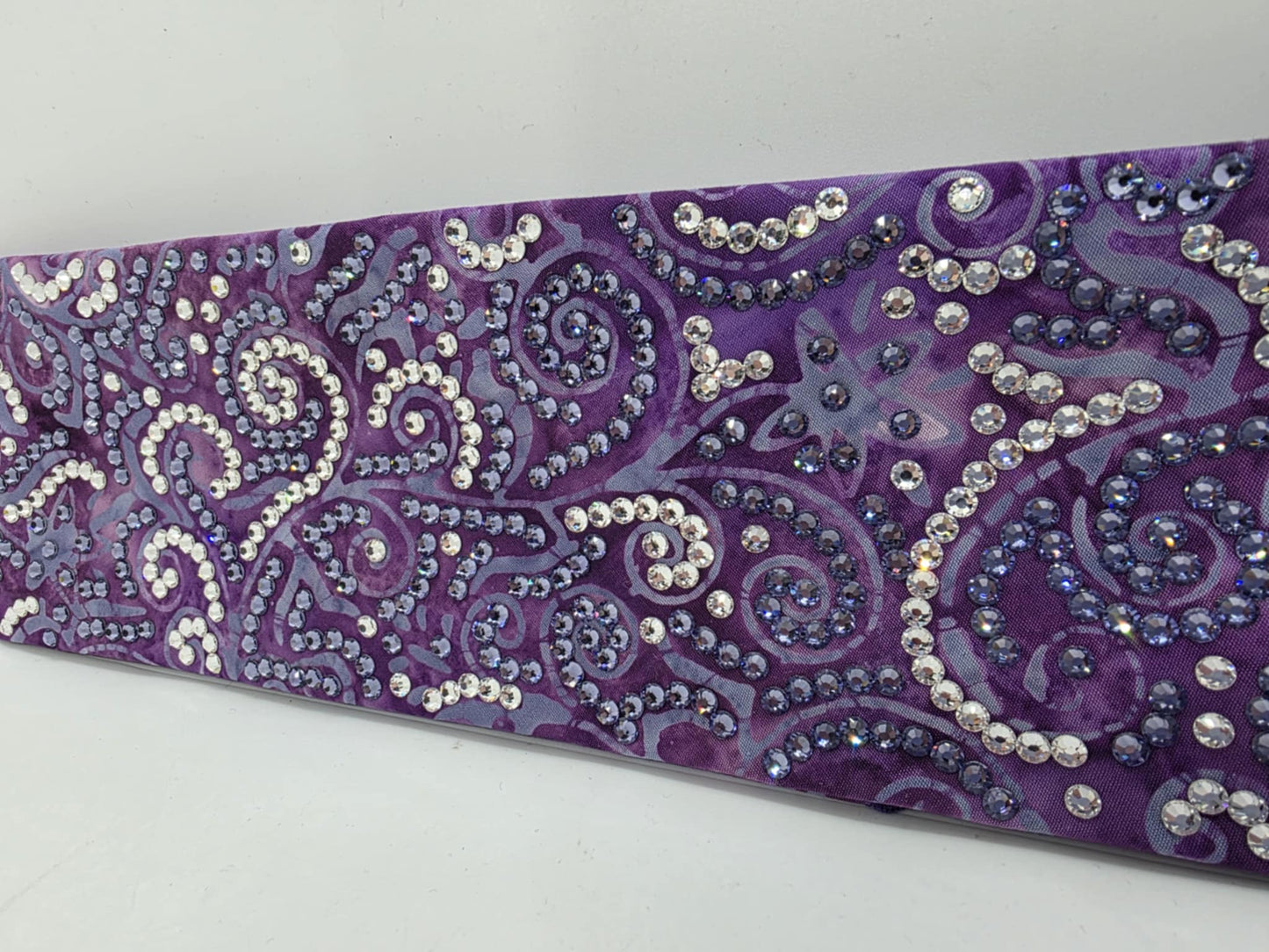 Super LeeAnnette Purple Batik Bandana with Lavender and Diamond Clear Austrian Crystals (sku40019)