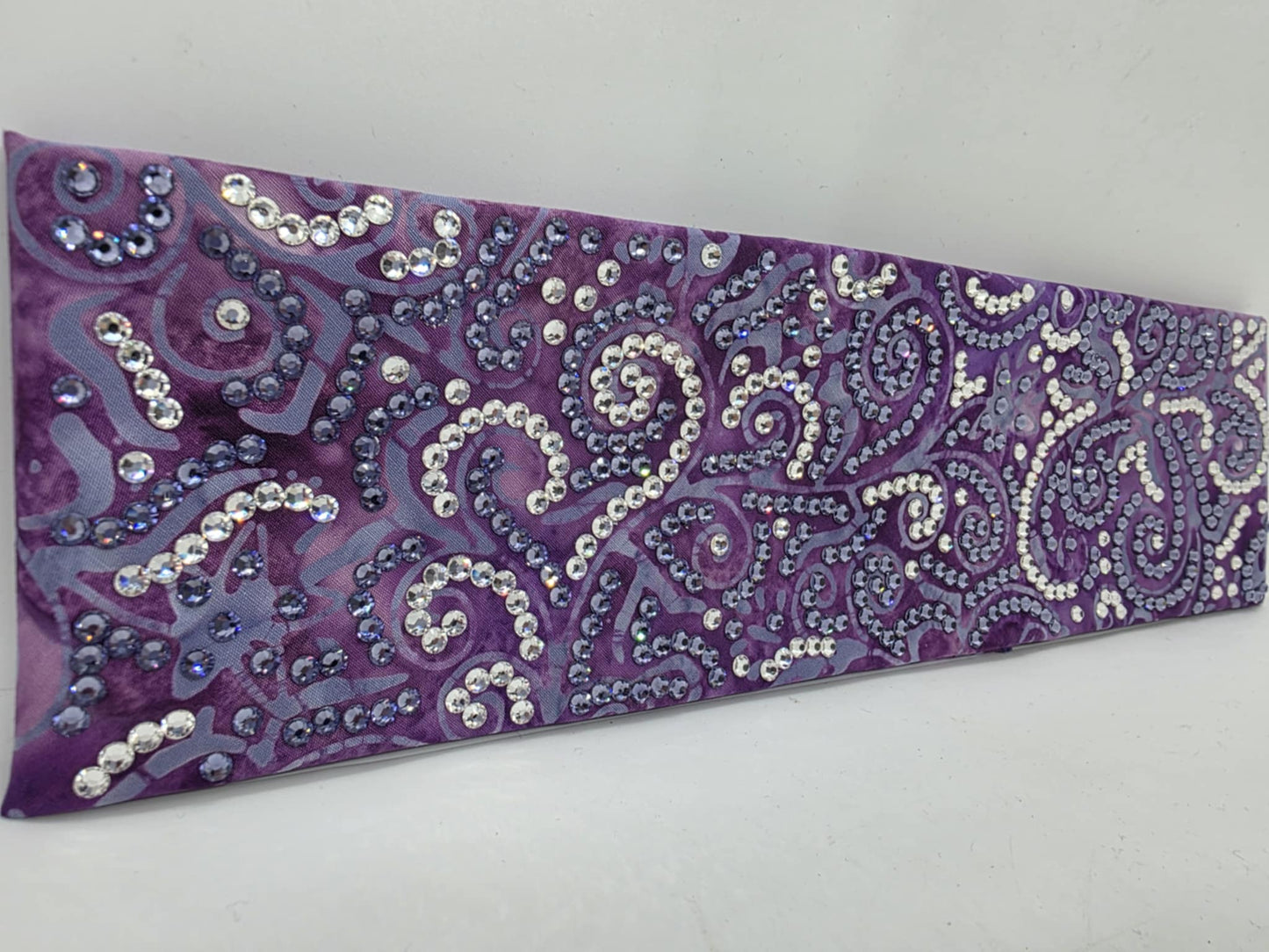 Super LeeAnnette Purple Batik Bandana with Lavender and Diamond Clear Austrian Crystals (sku40019)