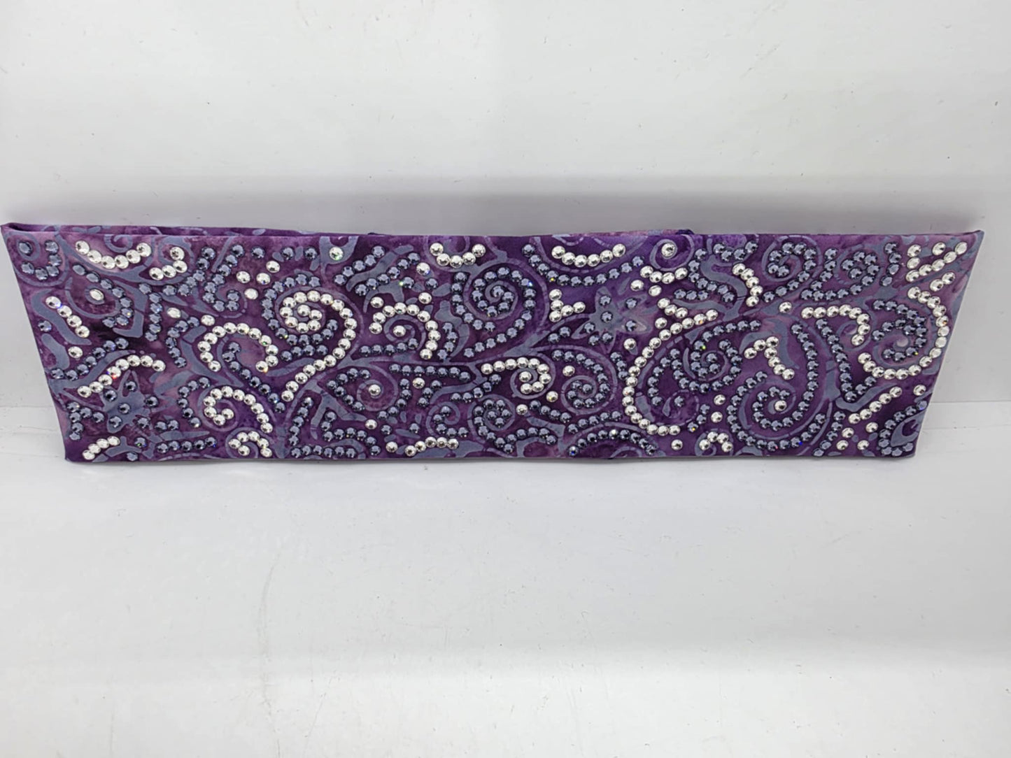 Super LeeAnnette Purple Batik Bandana with Lavender and Diamond Clear Austrian Crystals (sku40019)