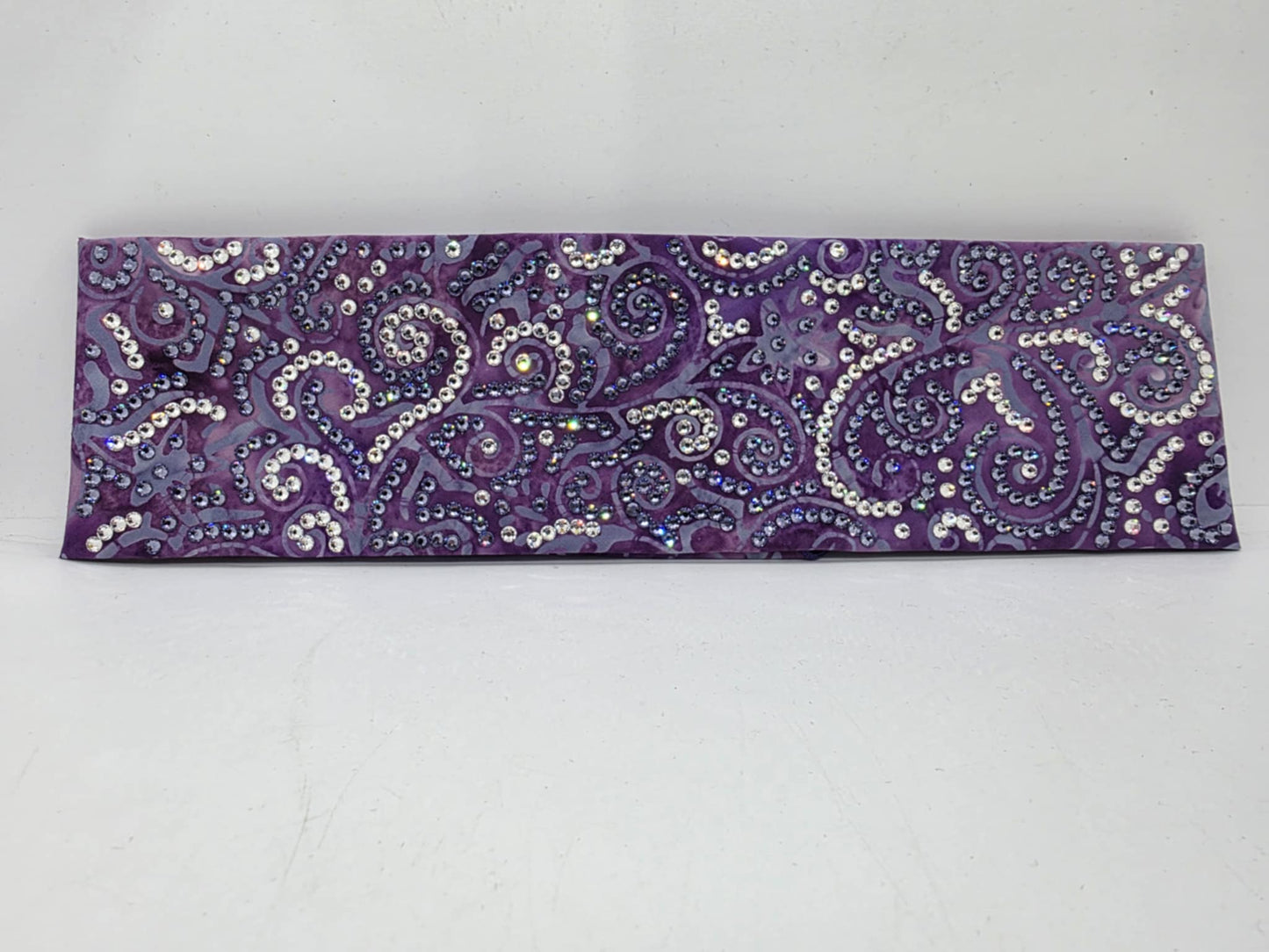 Super LeeAnnette Purple Batik Bandana with Lavender and Diamond Clear Austrian Crystals (sku40019)