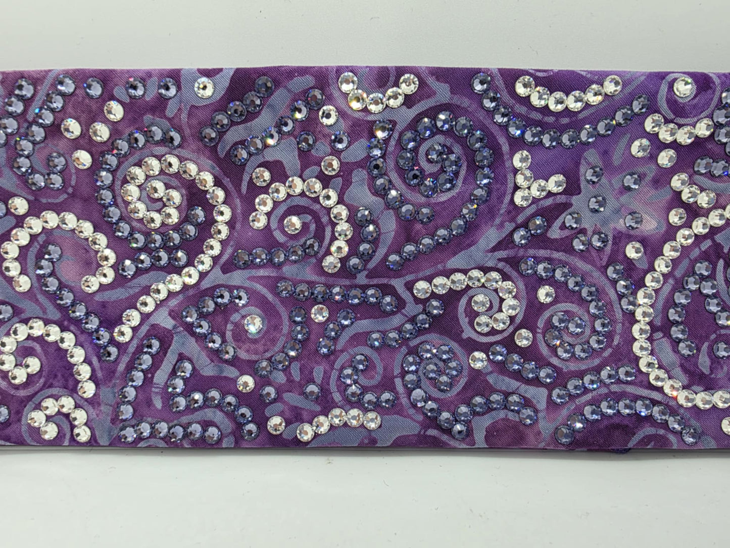 Super LeeAnnette Purple Batik Bandana with Lavender and Diamond Clear Austrian Crystals (sku40019)