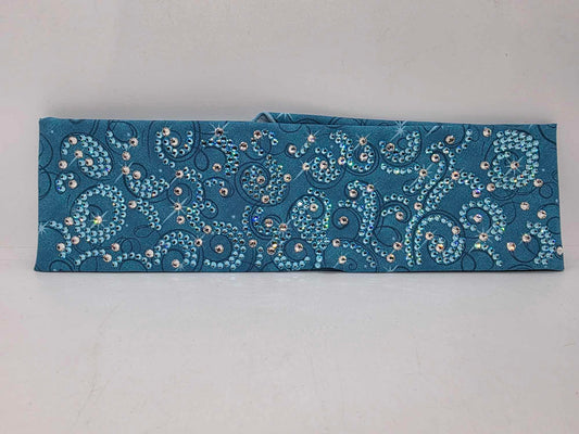 Super LeeAnnette Blue Scroll Bandana with Blue Shimmer and Diamond Clear Austrian Crystals (sku40029)
