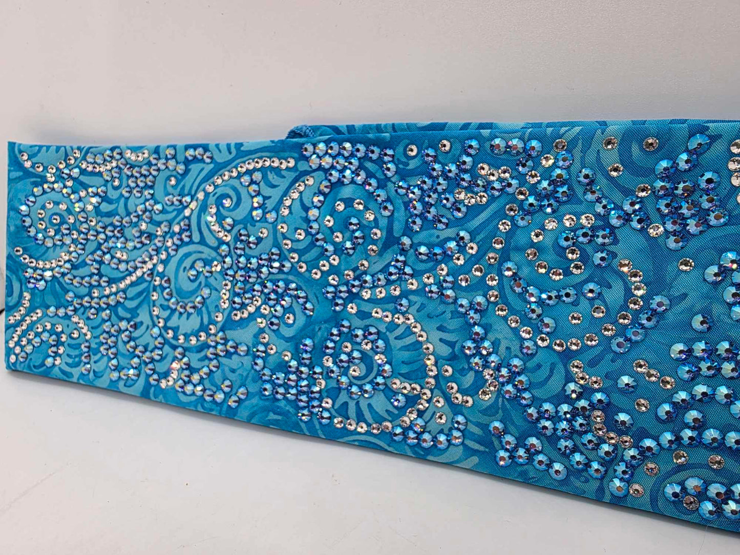 Super Duper LeeAnnette Blue Batik Bandana with Blue Shimmer and Diamond Clear Austrian Crystals (Sku40031)