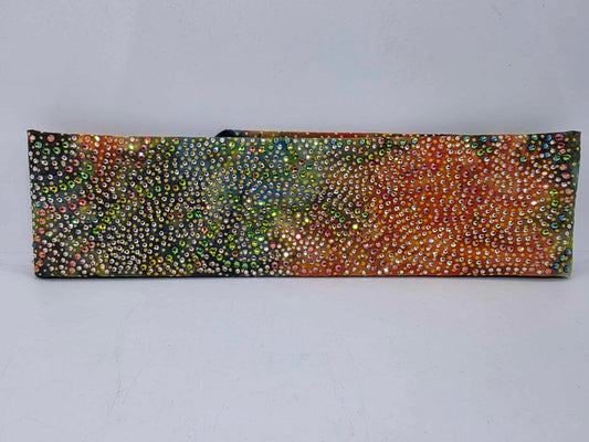 Super Duper LeeAnnette Green and Orange Batik Bandana with Lava, Vitrail and Honey Austrian Crystals (Sku40034)