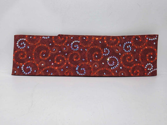 LeeAnnette Rust Scroll Bandana with Hyacinth and Red Shimmer Austrian Crystals (sku40039)