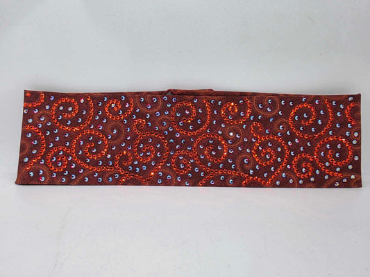 Super LeeAnnette Rust Scroll Bandana with Hyacinth and Red Shimmer Austrian Crystals (sku40040)