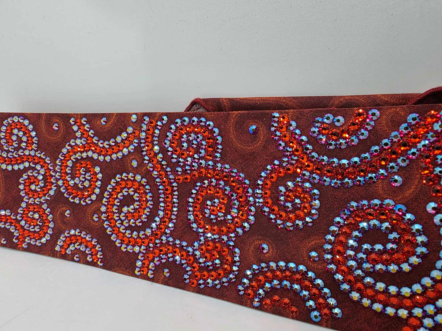 Super Duper LeeAnnette Rust Bandana with Hyacinth and Red Shimmer Austrian Crystals (Sku40041)