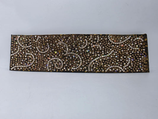 Super Duper LeeAnnette Brown Batik Vines Bandana with Light Brown and Honey Austrian Crystals (Sku40046)