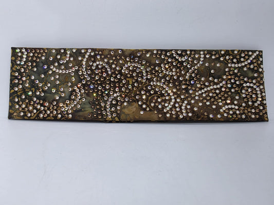 Super LeeAnnette Brown Batik Vines Bandana with Light Brown and Honey Austrian Crystals (sku40048)