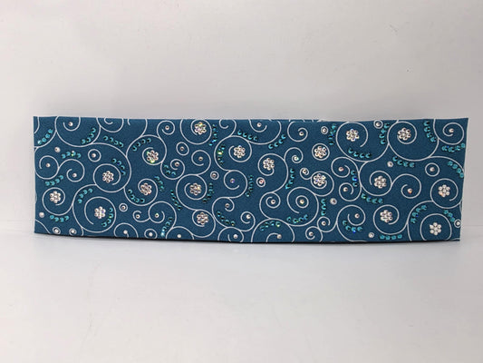 LeeAnnette Dark Teal Scrolls Bandana with Bright Blue and Diamond Clear Austrian Crystals (sku40051)