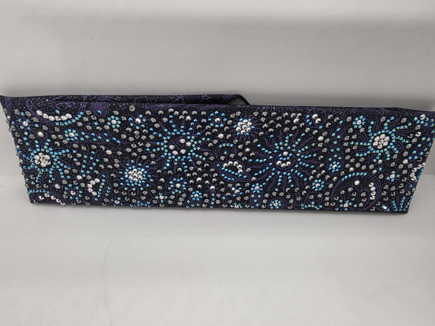 Super Duper LeeAnnette Celestial Bandana with Jet Shimmer, Black and Chrome Austrian Crystals (Sku40043)