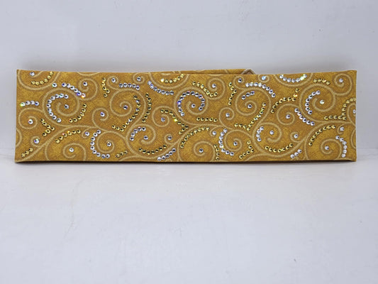 LeeAnnette Yellow Scrolls Bandana with Yellow and Diamond Clear Austrian Crystals (sku40054)