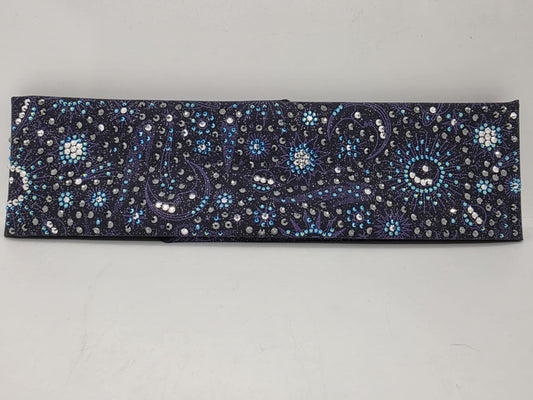 Super LeeAnnette Celestial Bandana with Jet Shimmer, Black and Chrome Austrian Crystals (sku40055)