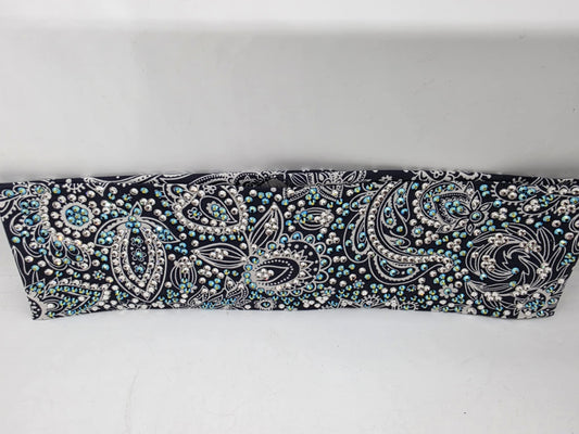 Super LeeAnnette Fancy Blue Paisley Bandana with Black Shimmer and Diamond Clear Austrian Crystals (sku40072)